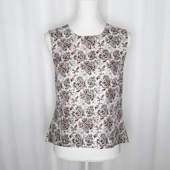 Tory Burch Silk & Cotton Blend Floral Sleeveless Blouse - Picture 1 of 7